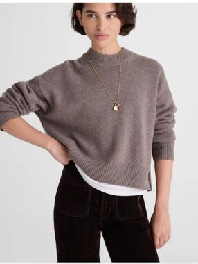 NWT Madewell Women’s SoftWool Boxy Crewneck Sweater Taupe Sz L $168 Old Money